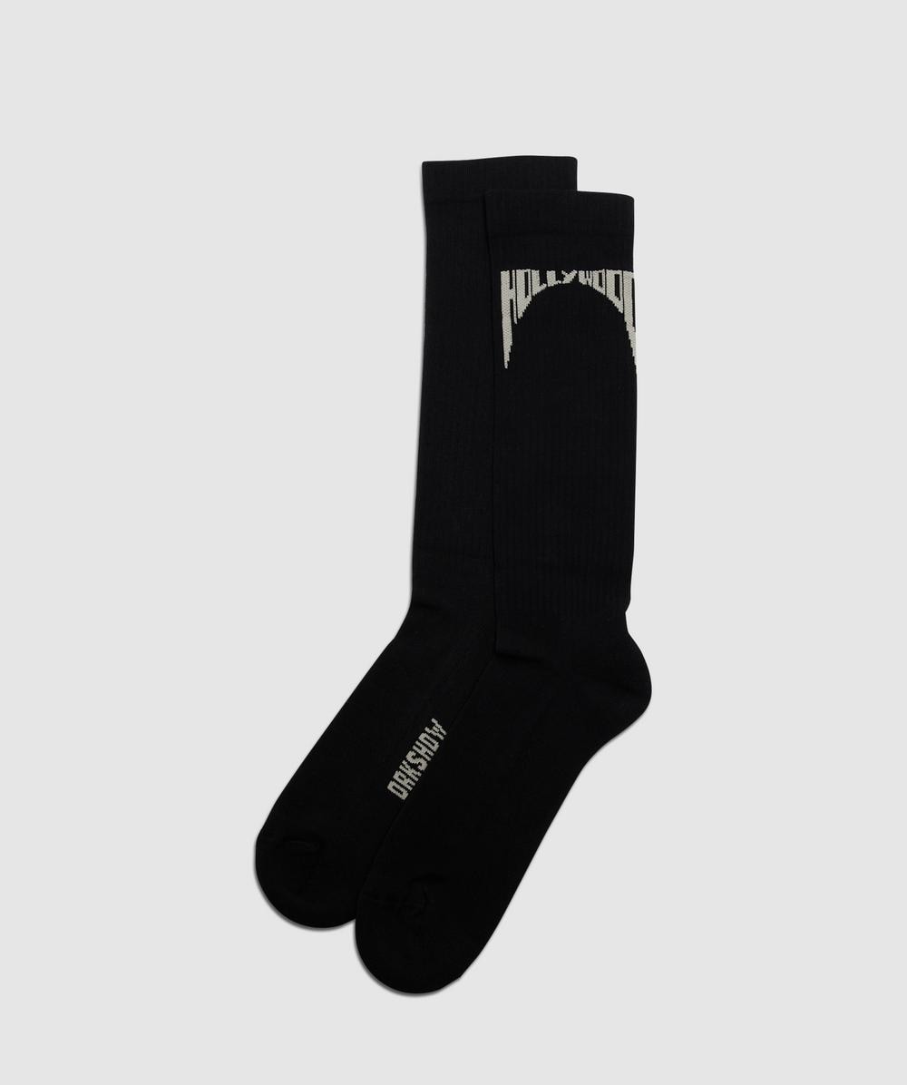 Rick Owens Hollywood Knee High Sock In Black/pearl