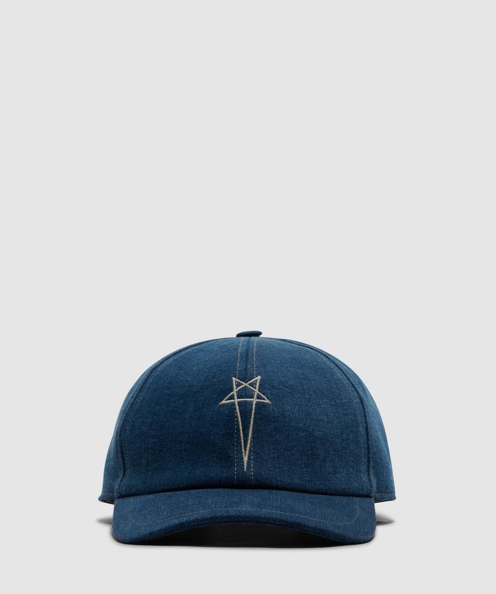 Rick Owens Basecball Cap In Washed Indigo/pearl