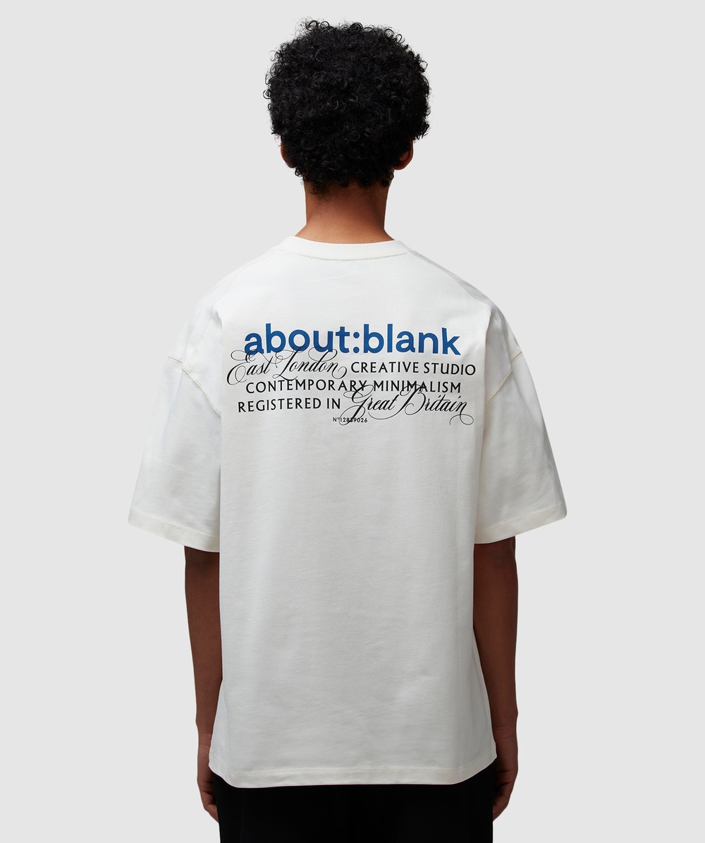 about:blank Registered T-Shirt (Oat/Estate Blue - S) - Size Clothing & Accessories > Clothing > Shirts & Tops, Unisex