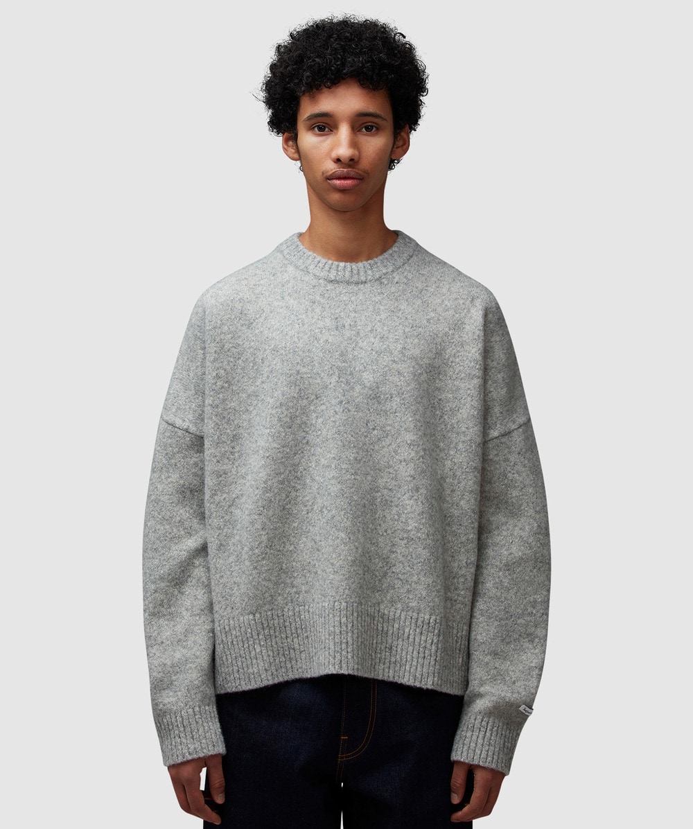about:blank Moderate Crewneck Sweatshirt (Grey Marl/Ecru - S) - Size S, Male