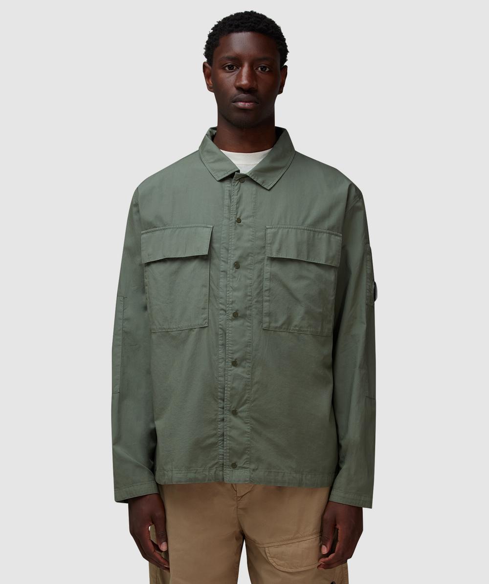C.P. Company Cotton Ripstop Lens Overshirt (Thyme - L) - Size L, Male