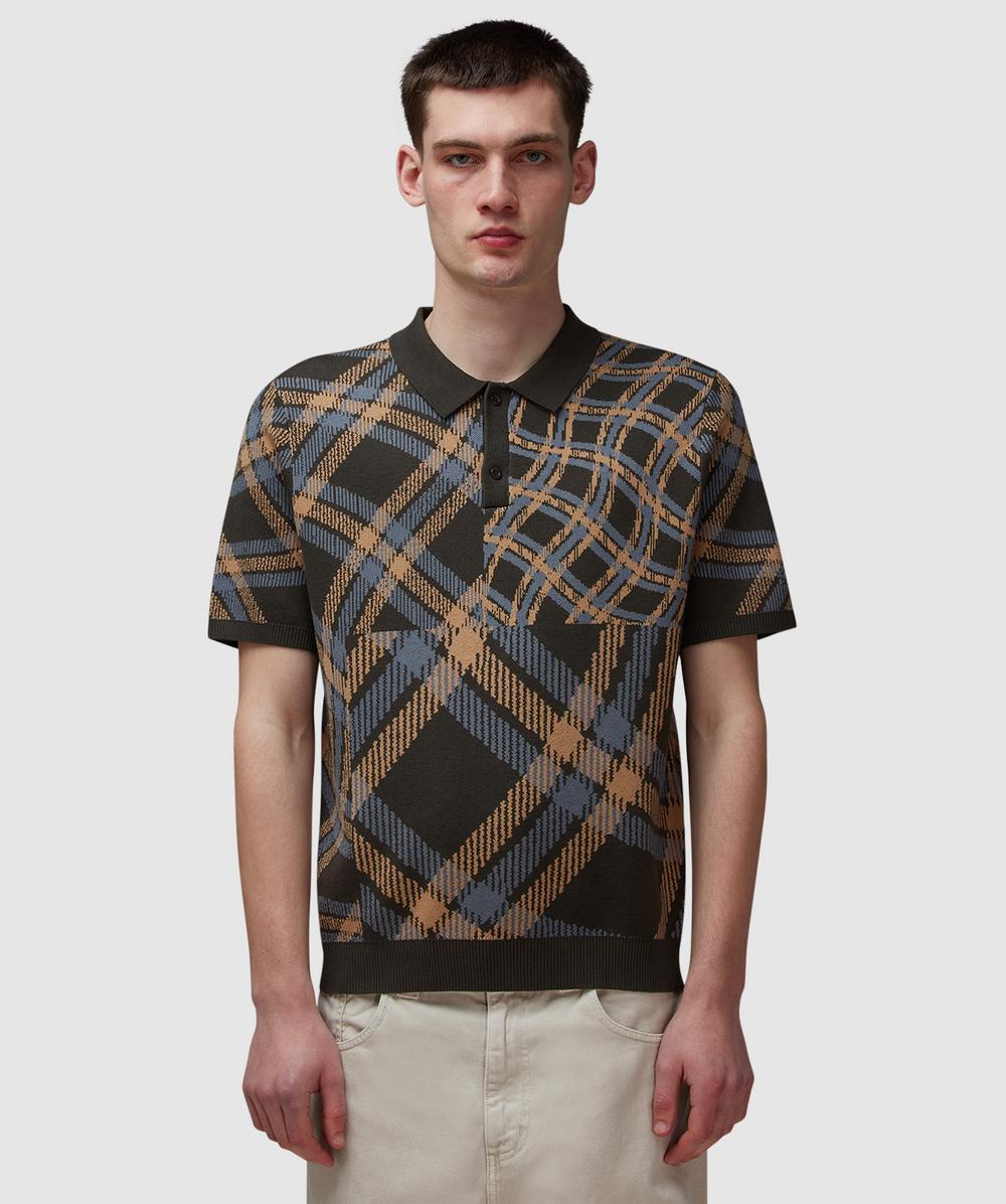 Dime Antique Polo Shirt (Brown Multi - Xl) - Size XL, Male