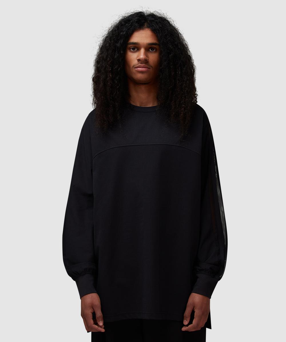 Y-3 Mesh Stripe Long Sleeve T-shirt In Black