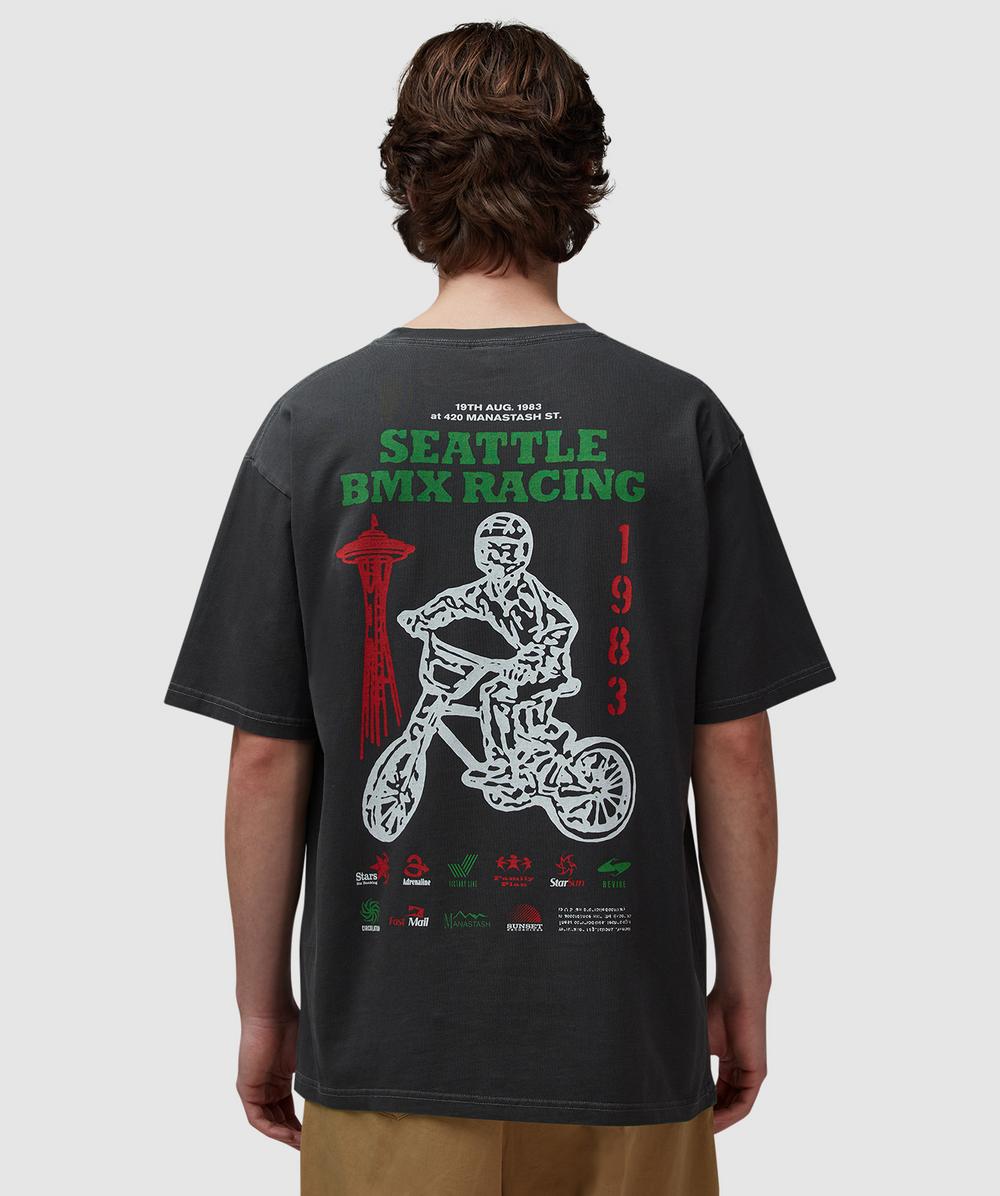 Manastash Bmx Graphic Tee In Charcoal, Men's At Urban Outfitters In Black
