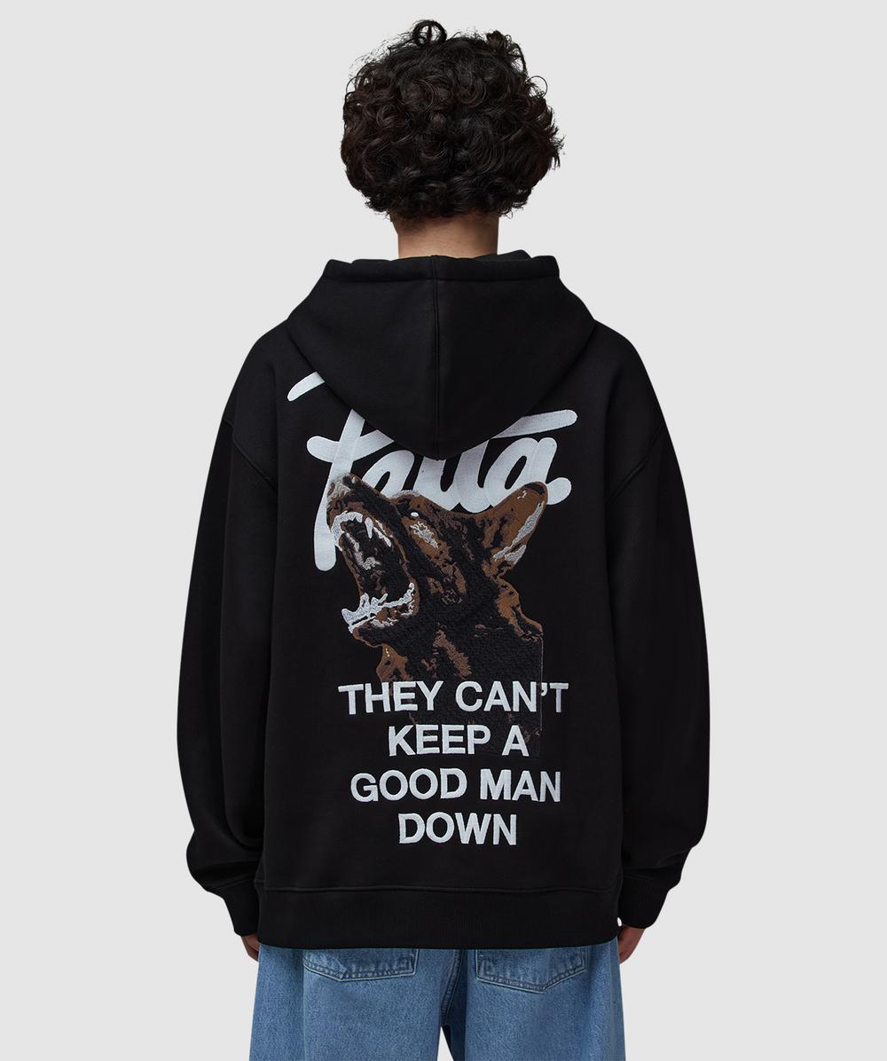Patta Bark Boxy Hoodie In Black