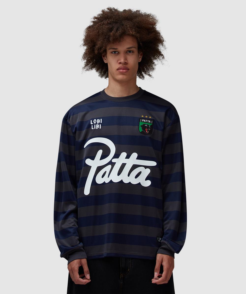 Patta Striped Football Jersey Shirt (Forged Iron - S) - Size S, Male