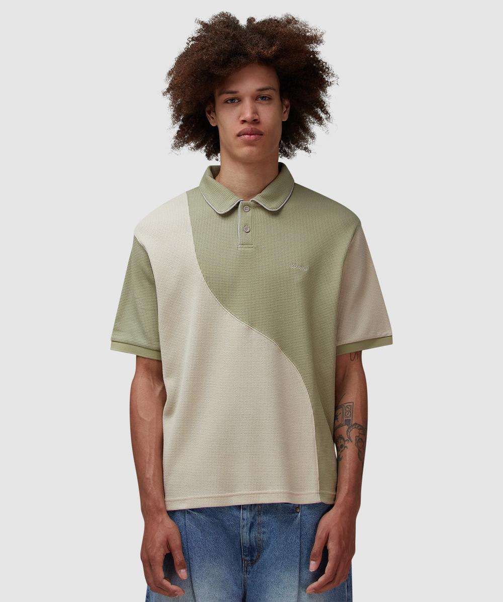 Dime Waffle Polo T-Shirt (Sage - M) - Size M, Male