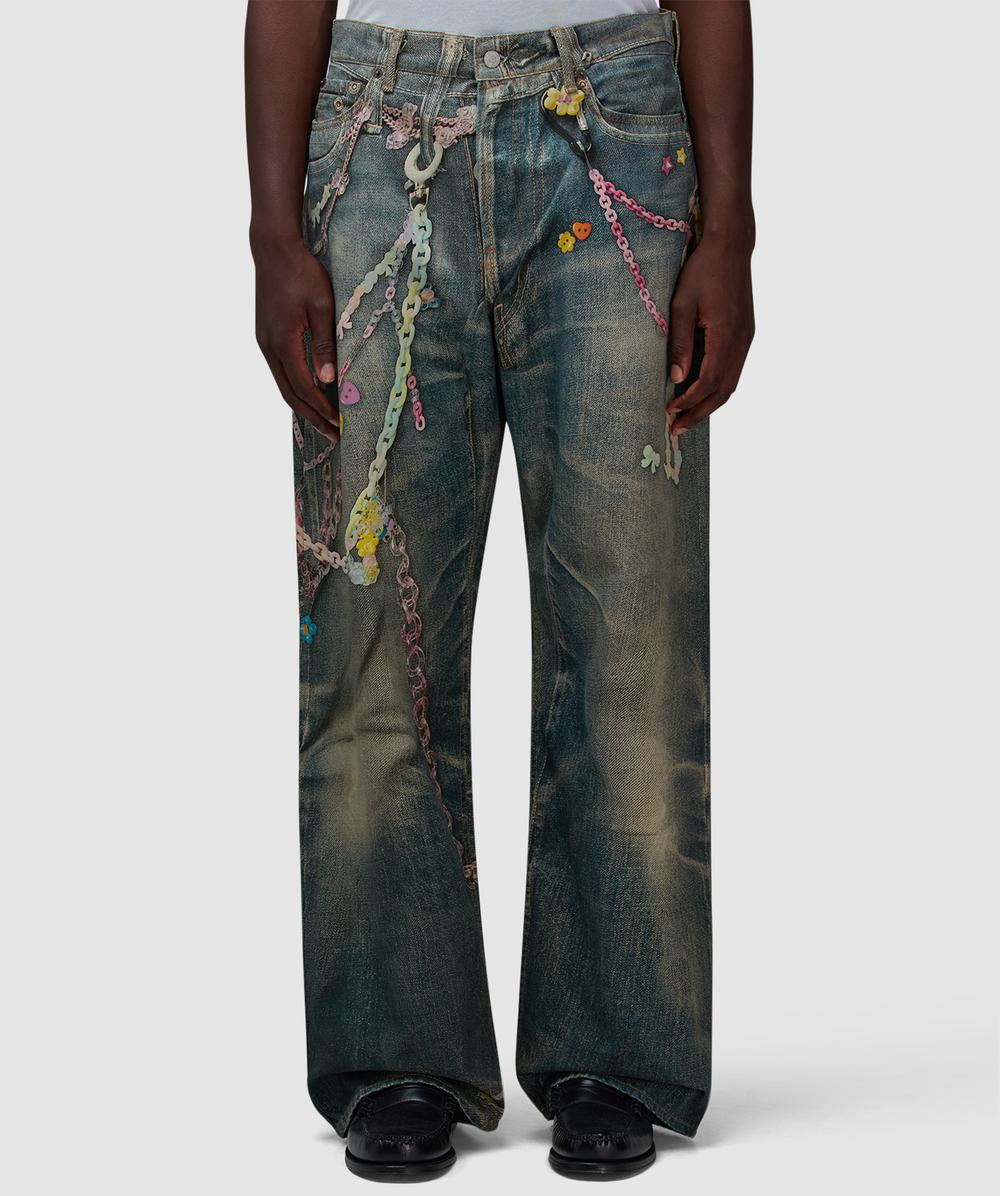 Acne Studios 1981M Trompe L'�Il Wide-Leg Jean (Mid Blue - 48) - Size 48, Male