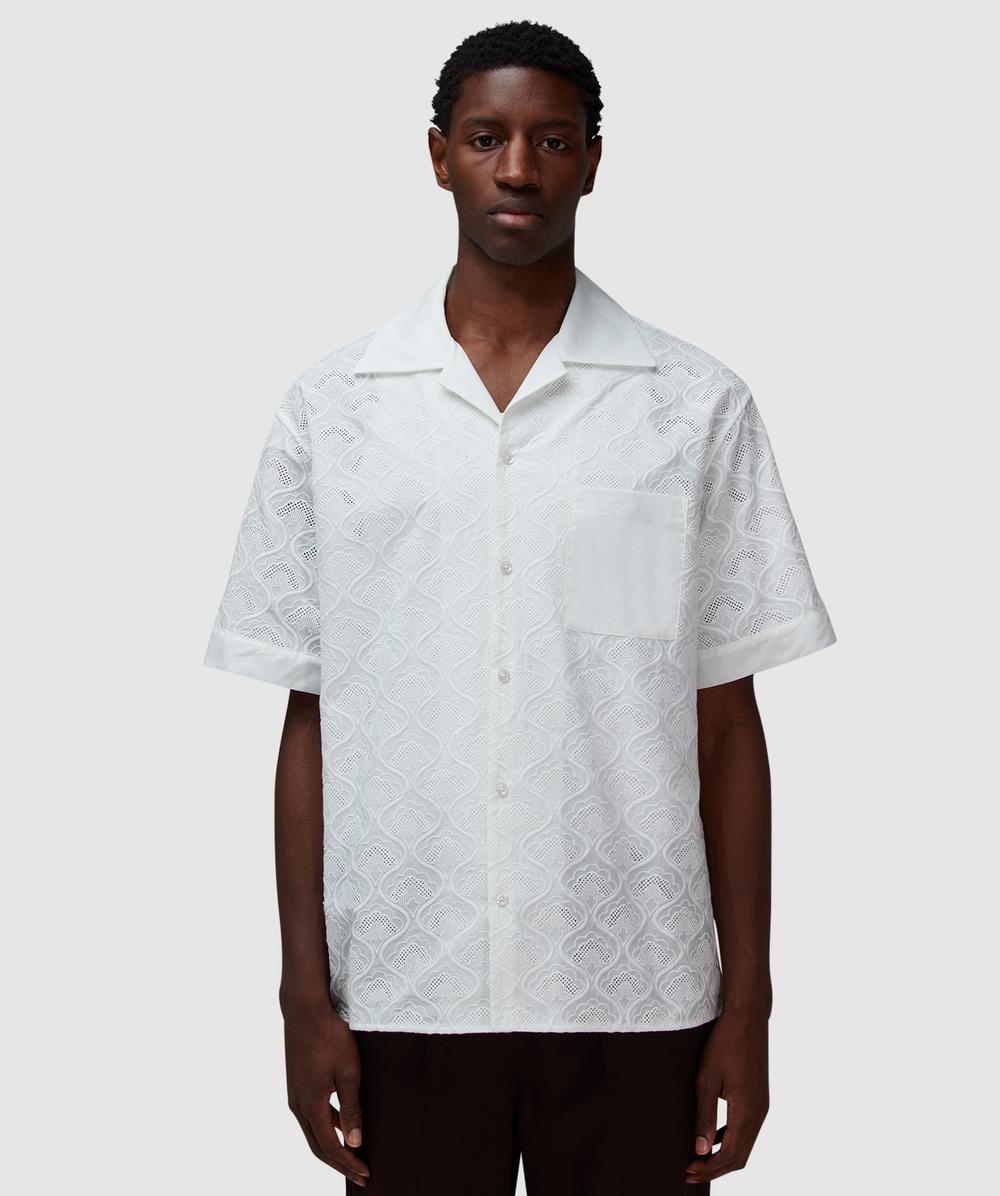 Drôle de Monsieur Embroidered Tapestry Shirt (White - S) - Size S, Male