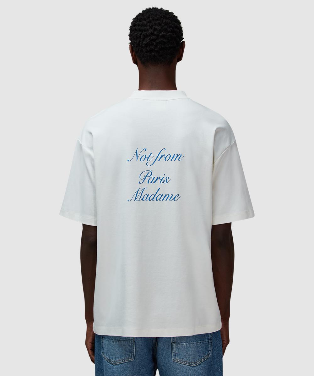 Drôle de Monsieur Calligraphy Slogan T-Shirt (Off White - M) - Size M, Unisex
