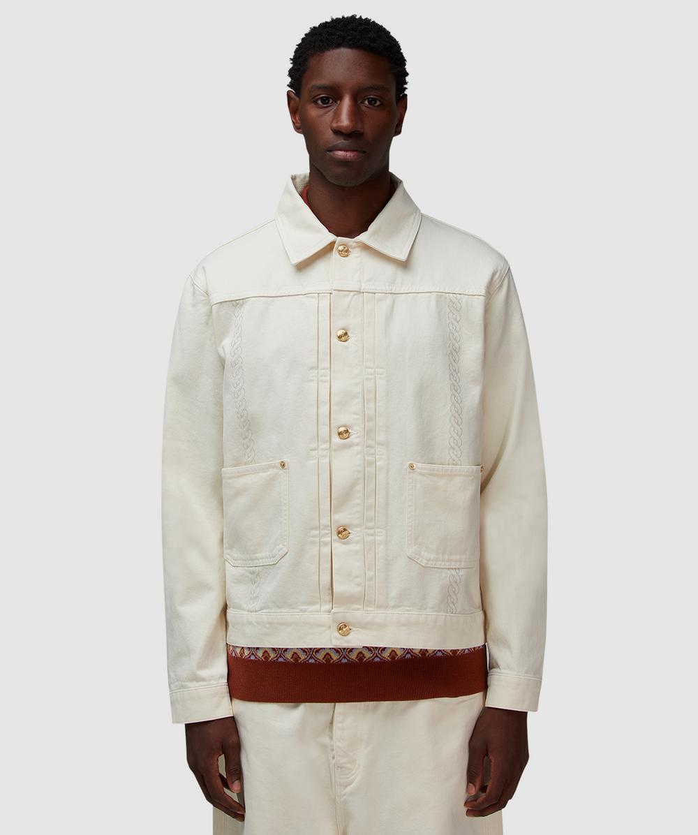 Drôle de Monsieur Medicis Denim Jacket (Off White - L) - Size L, Male