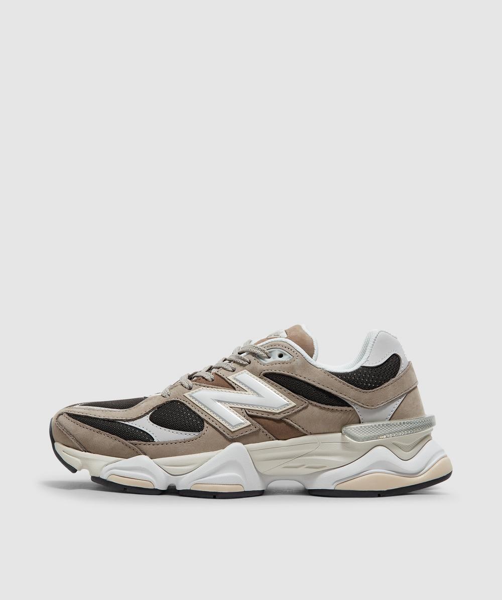 New Balance 9060 Low-top Mesh Sneakers With Suede Interts In Brown