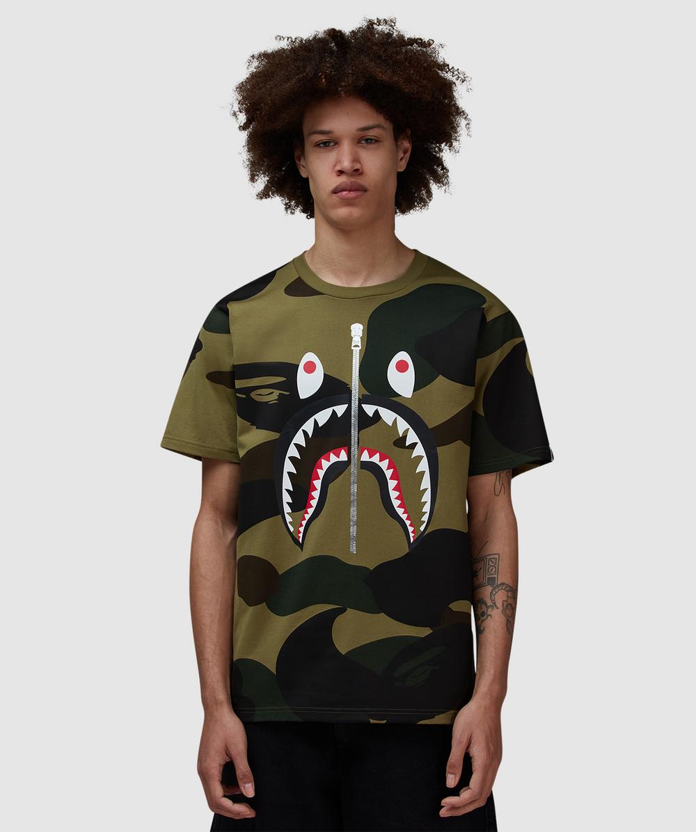 Bape - A Bathing Ape Giant 1st Camo Shark T-shirt In Green
