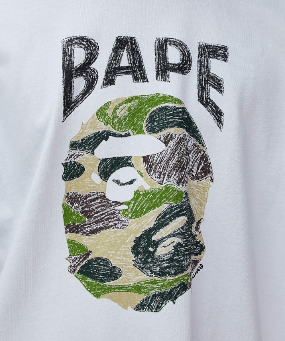 【A BATHING APE】ABC CAMO HAND DRAW APE HEAD RELAXED FIT TEE BAPE - A Bathing Ape ABC camo hand draw ape head t-shirt