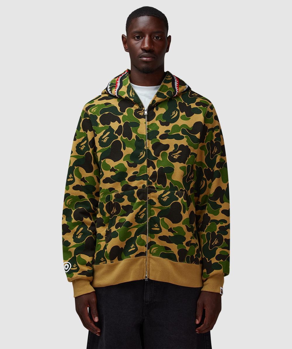 Bape - A Bathing Ape Abc Camo Crystal Stone Shark Hoodie In Green