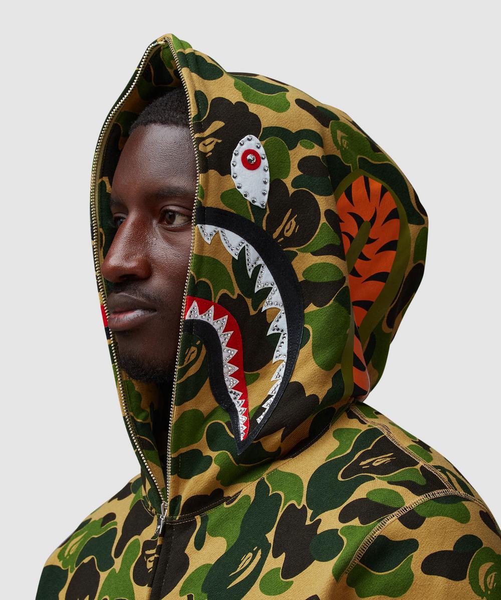 BAPE - A Bathing Ape ABC camo crystal stone shark hoodie