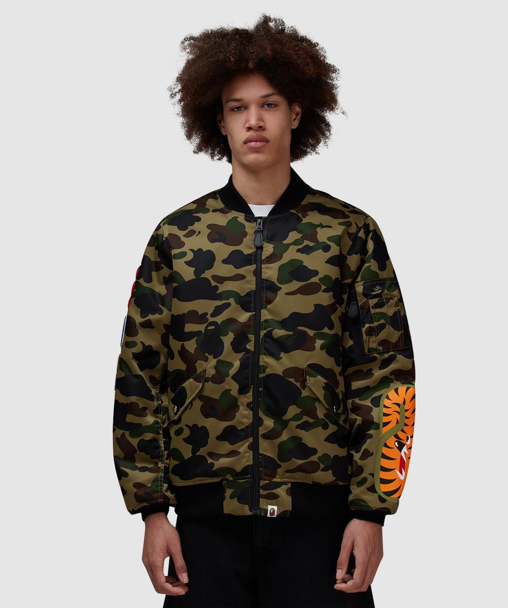 Bape - A Bathing Ape 1st Camo Shark Ma-1 Jacket In Green