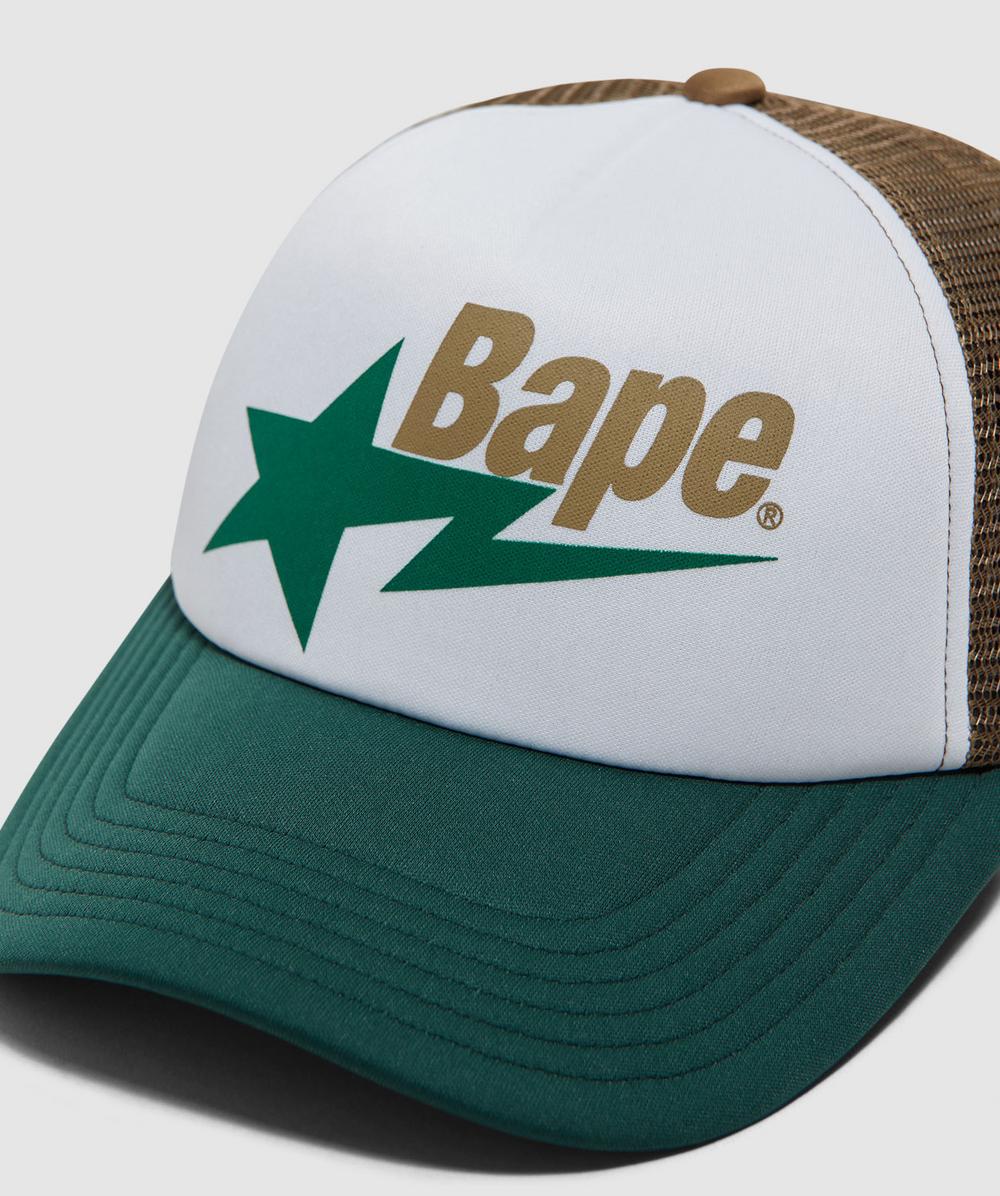 BAPE Sta Mesh Capホワイト/グリーン BAPE - A Bathing Ape Sta mesh cap | GREEN | SEVENSTORE