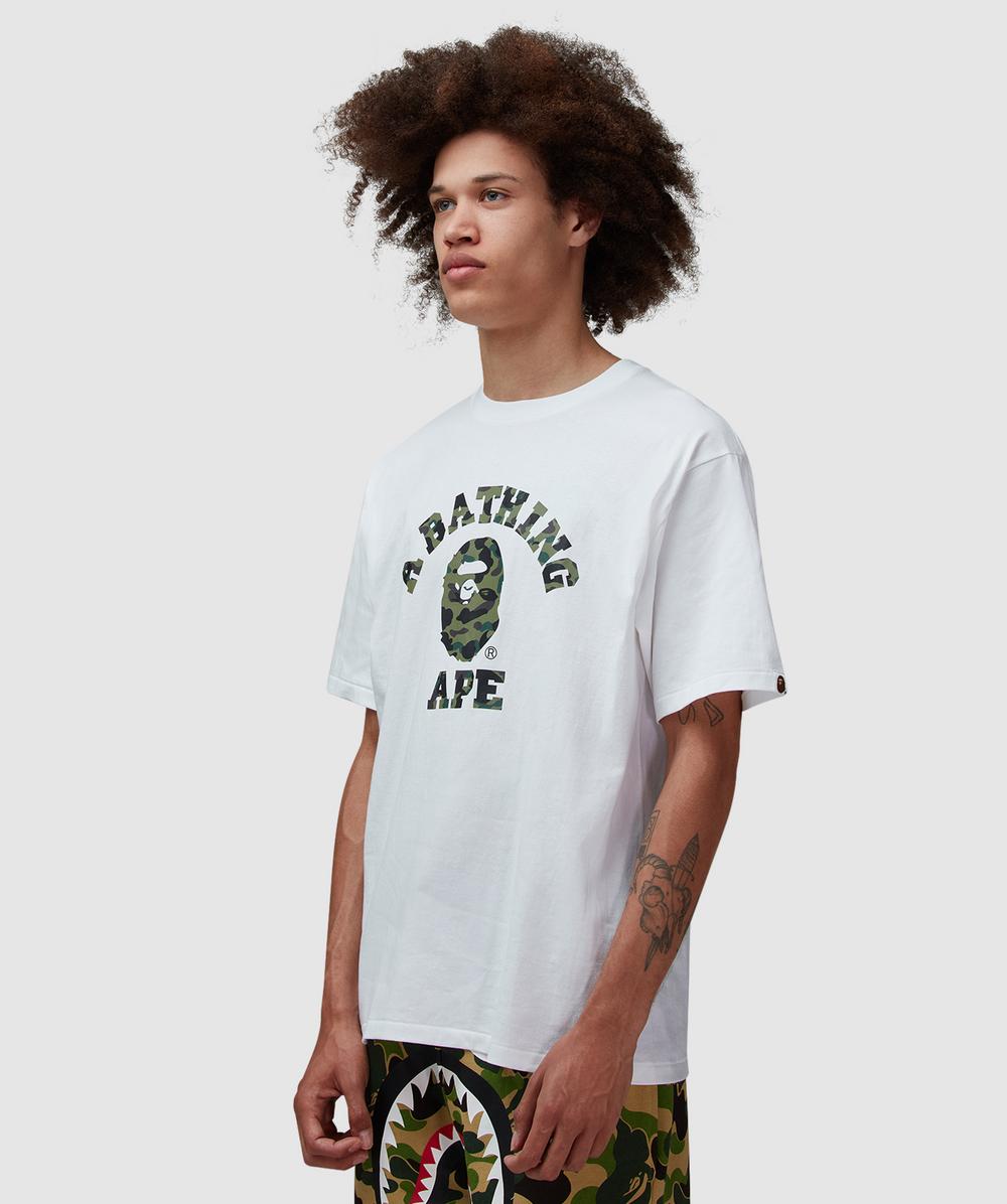 BAPE - A Bathing Ape 1st camo college t-shirt | WHITE/GREEN
