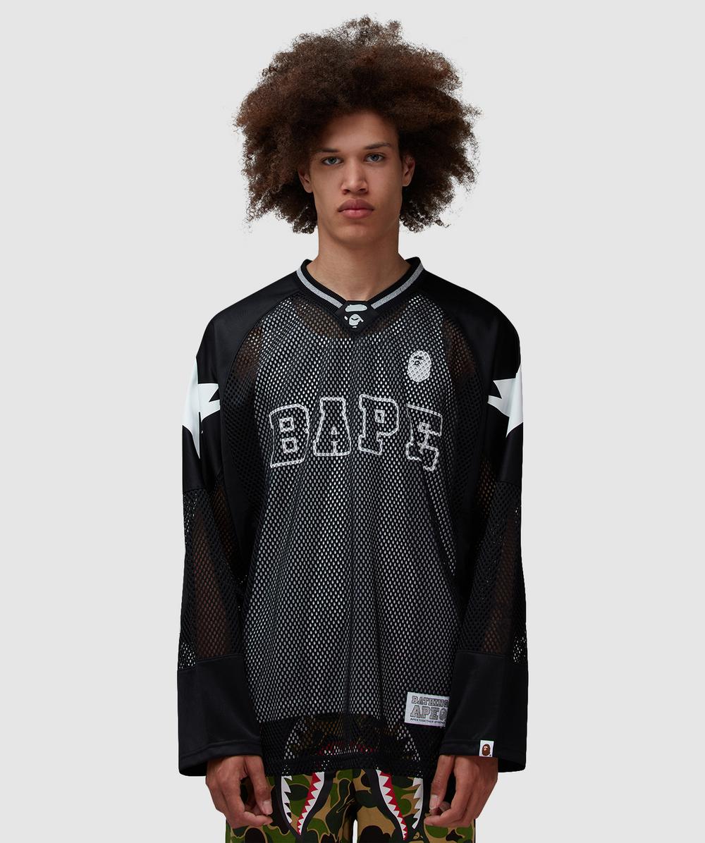 Bape - A Bathing Ape Line Camo Multi Logo Football Jersey T-shirt