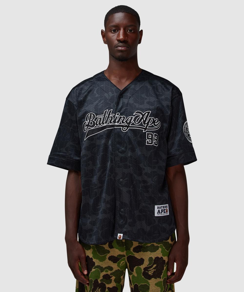 Bape - A Bathing Ape Camo Stripe Baseball Shirt In Black