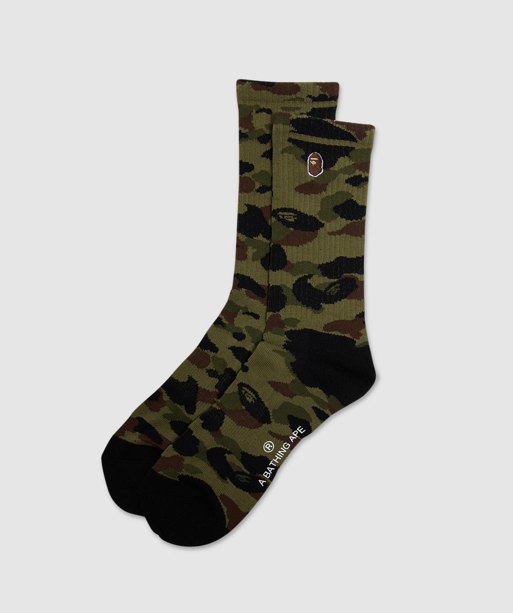 Bape - A Bathing Ape 1st Camo Ape Head One Point Sock In Green