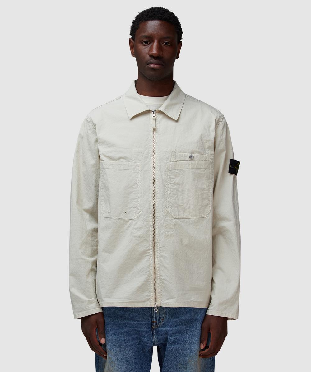 Stone Island Mil-Spec Zipped Overshirt (Sand - L) - Size L, Male