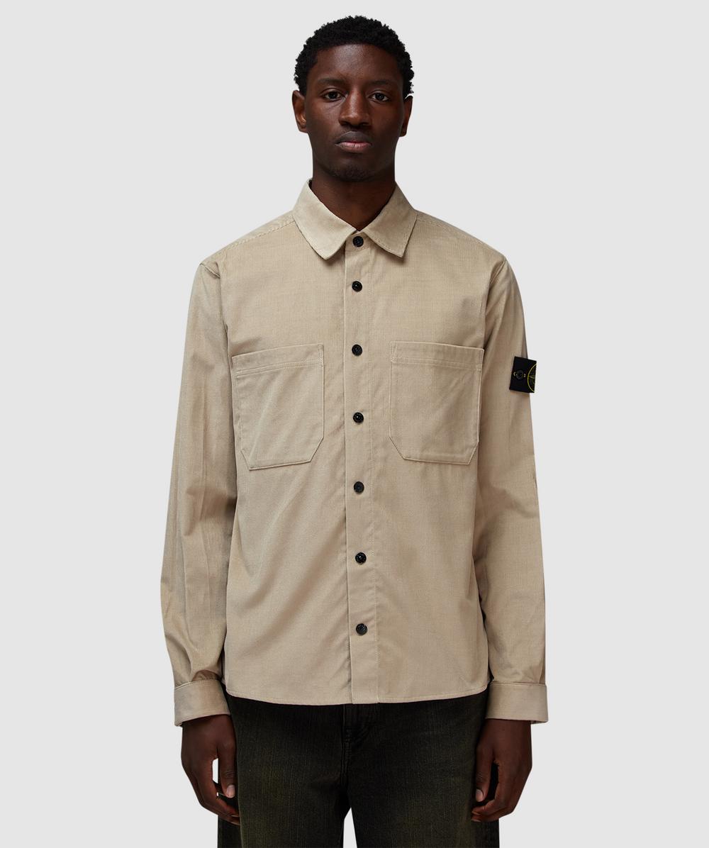 Stone Island Micro Corduroy Shirt (Desert - L) - Size L, Male