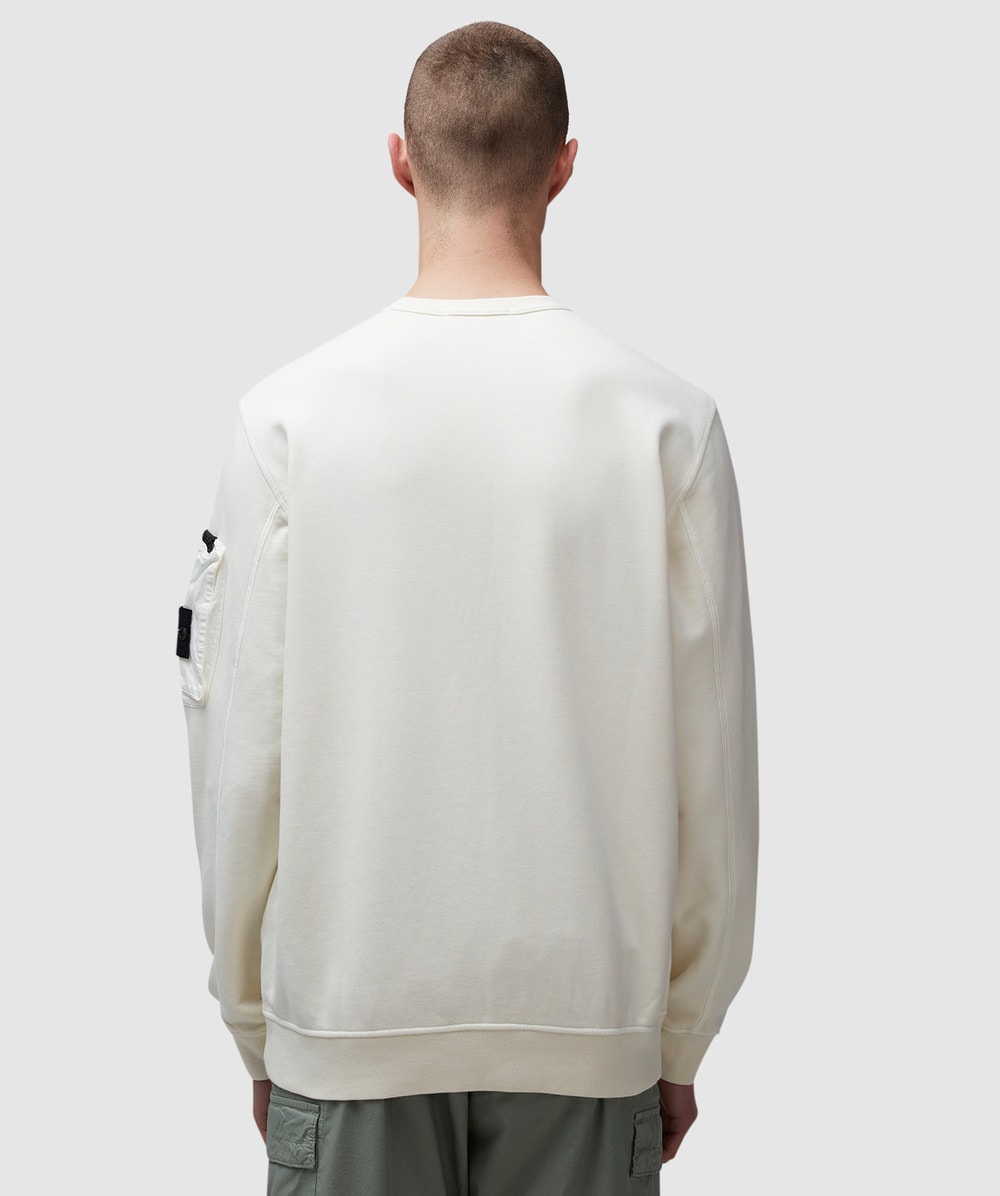 Stone Island Garment dyed zip arm pocket sweatshirt | IVORY