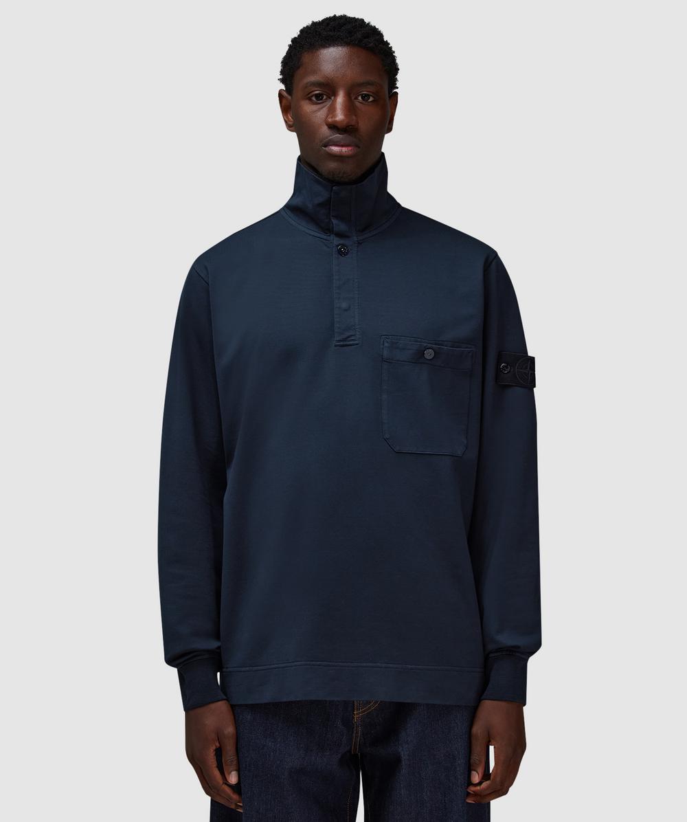 Stone Island Garment Dyed Stretch Sweater (Navy Blue - L) - Size Clothing & Accessories > Clothing > Shirts & Tops, Male