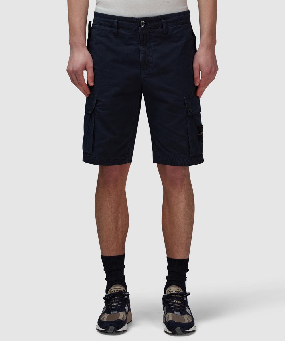 Stone Island Old Effect Cargo Short (Navy Blue - 30) - Size 30, Male