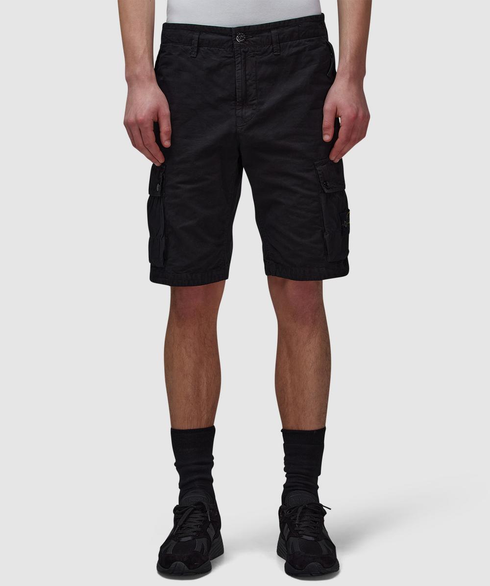 Stone Island Old Effect Cargo Short (Black - 36) - Size 36, Male