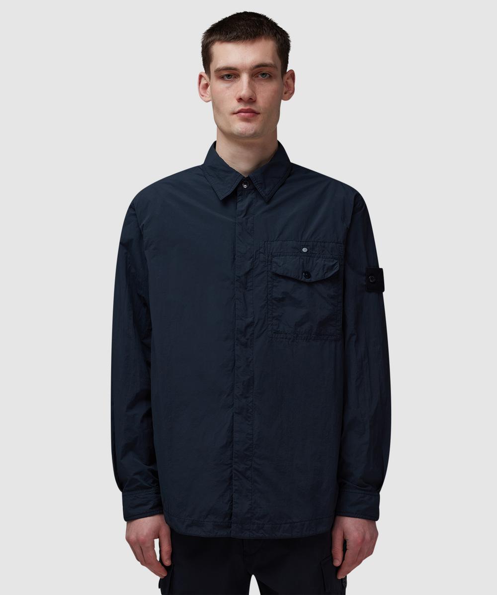 Stone Island Ghost Nylon Smerigliato Overshirt (Navy Blue - Xl) - Size Clothing & Accessories > Clothing > Shirts & Tops, Male