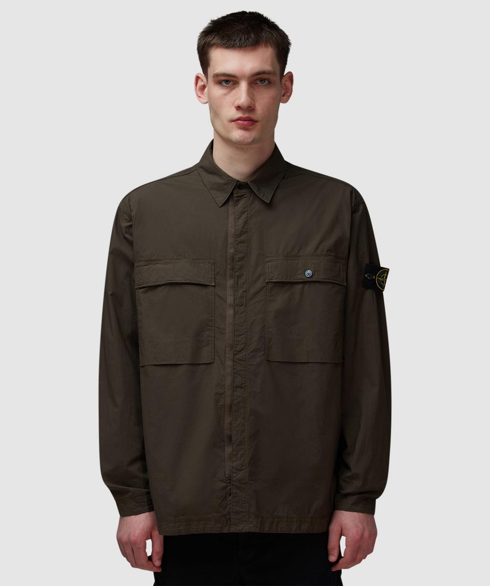 Stone Island Tela Paracadute Overshirt In Military Green