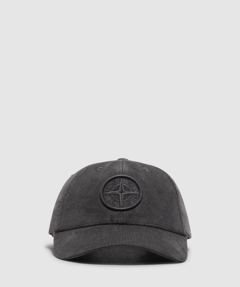 Stone Island Micro Corduroy Cap In Charcoal