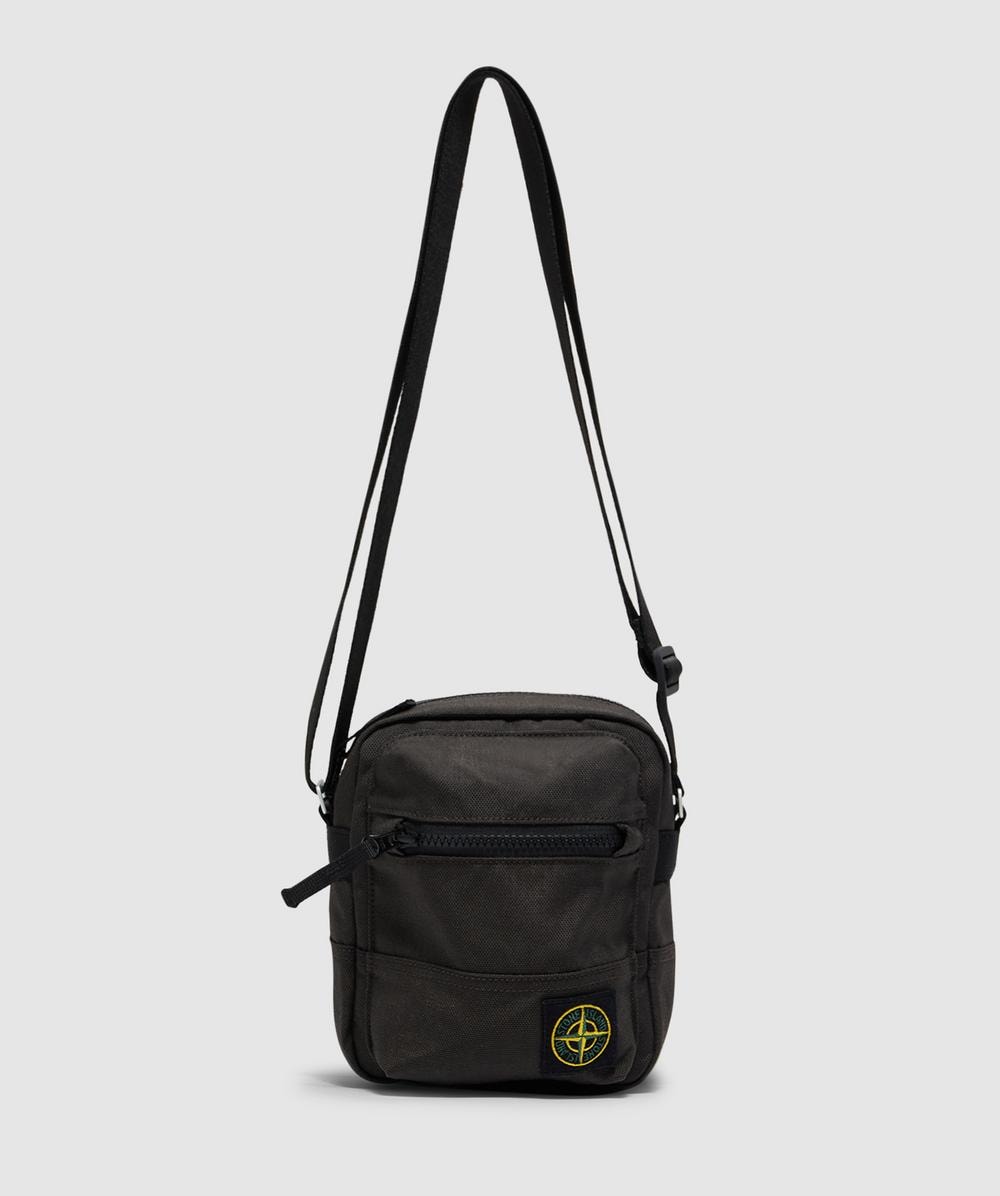 Stone Island Resin Treated Cordura Cross Body Bag In Lead Grey