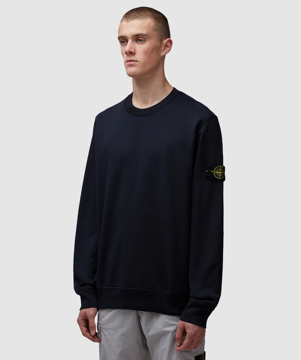 【ストーンアイランド】STONE  24FW Cotton Fleece Navy Stone Island Organic cotton fleece sweatshirt | NAVY BLUE