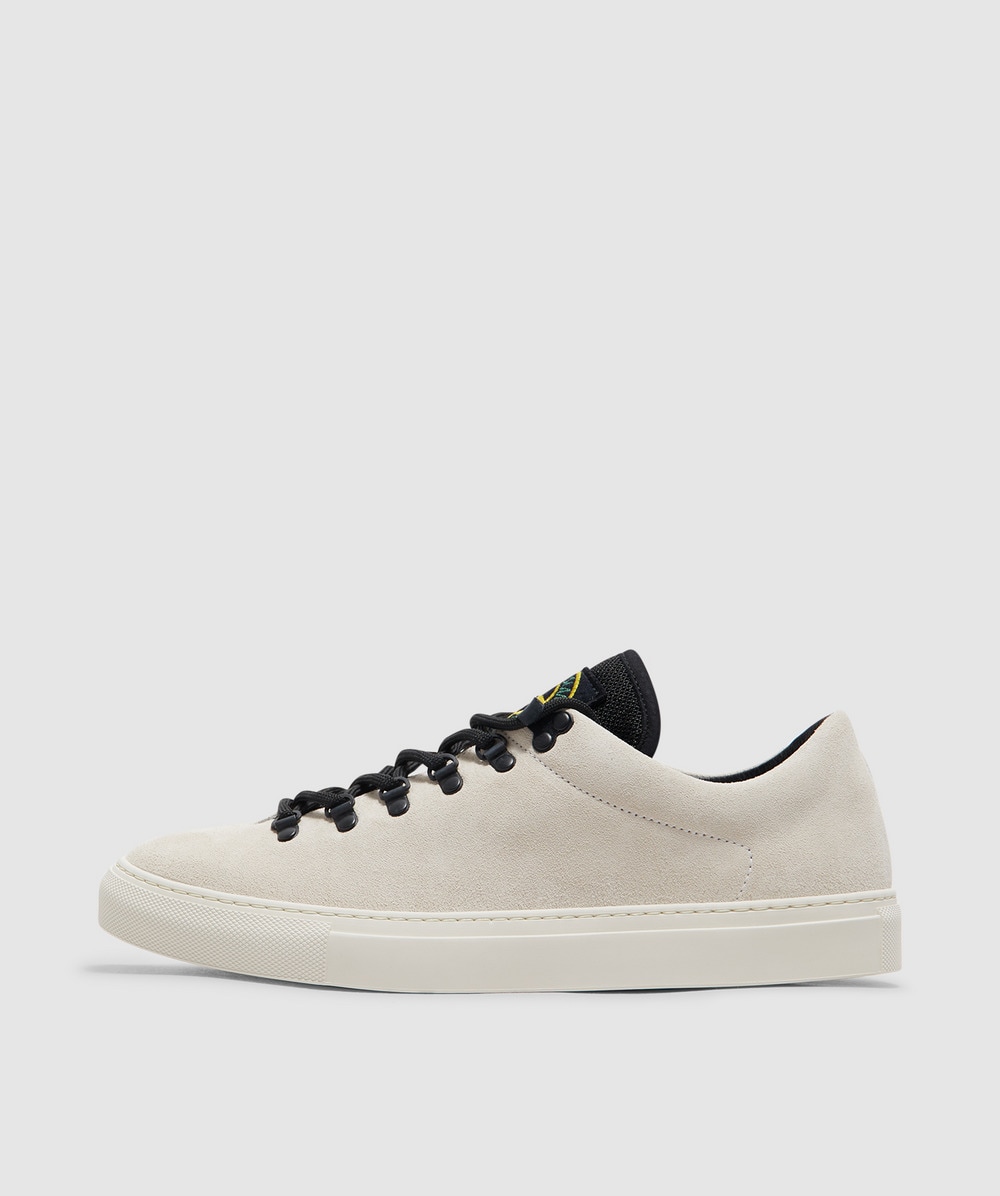 Stone Island Logo-patch Leather Low-top Sneakers In Sand