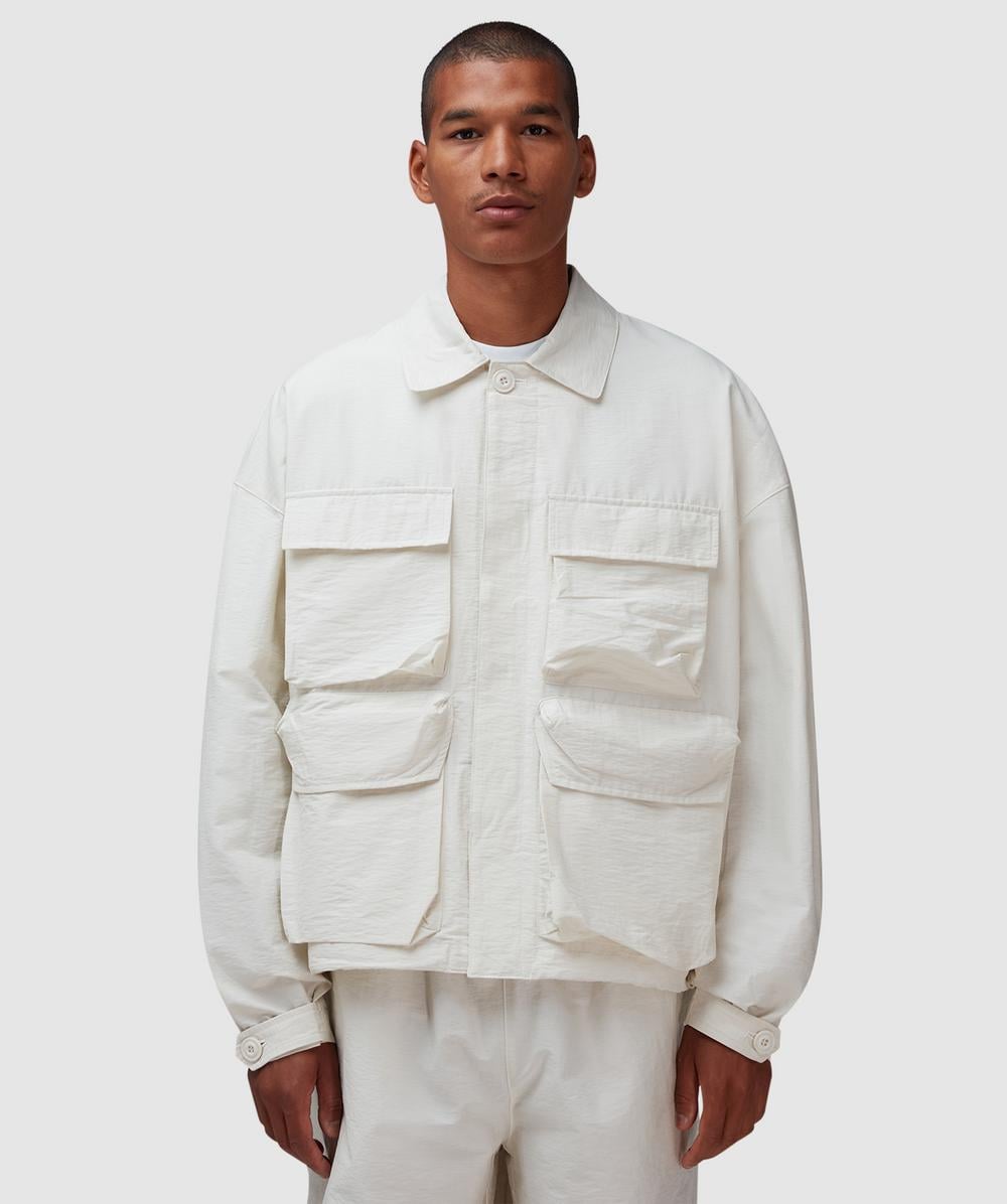 Mki Miyuki Zoku Ens Logo-embroidered Boxy-fit Cotton-blend Overshirt Bone Xxl In White