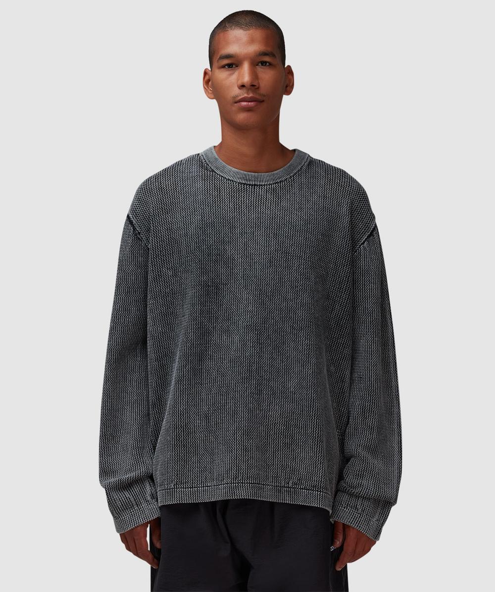 Mki Miyuki Zoku Pigment Open-knit Cotton T-shirt In Gray
