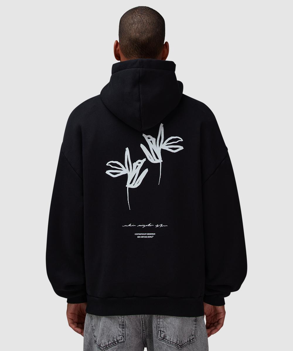 MKI MIYUKI ZOKU Ink flower hoodie | BLACK | SEVENSTORE