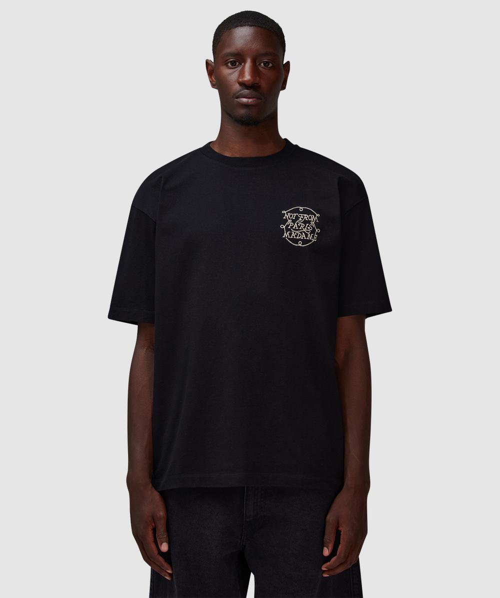 Drôle de Monsieur Tresses slogan t-shirt | BLACK | SEVENSTORE