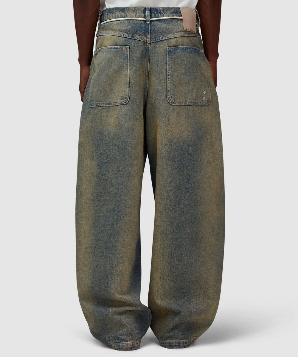 【U LAN】Bonnie Dirty Washing Bijo Denim Pants Oil Washed Denim Pants (Dirty Blue) - URBANSTOFF | 60