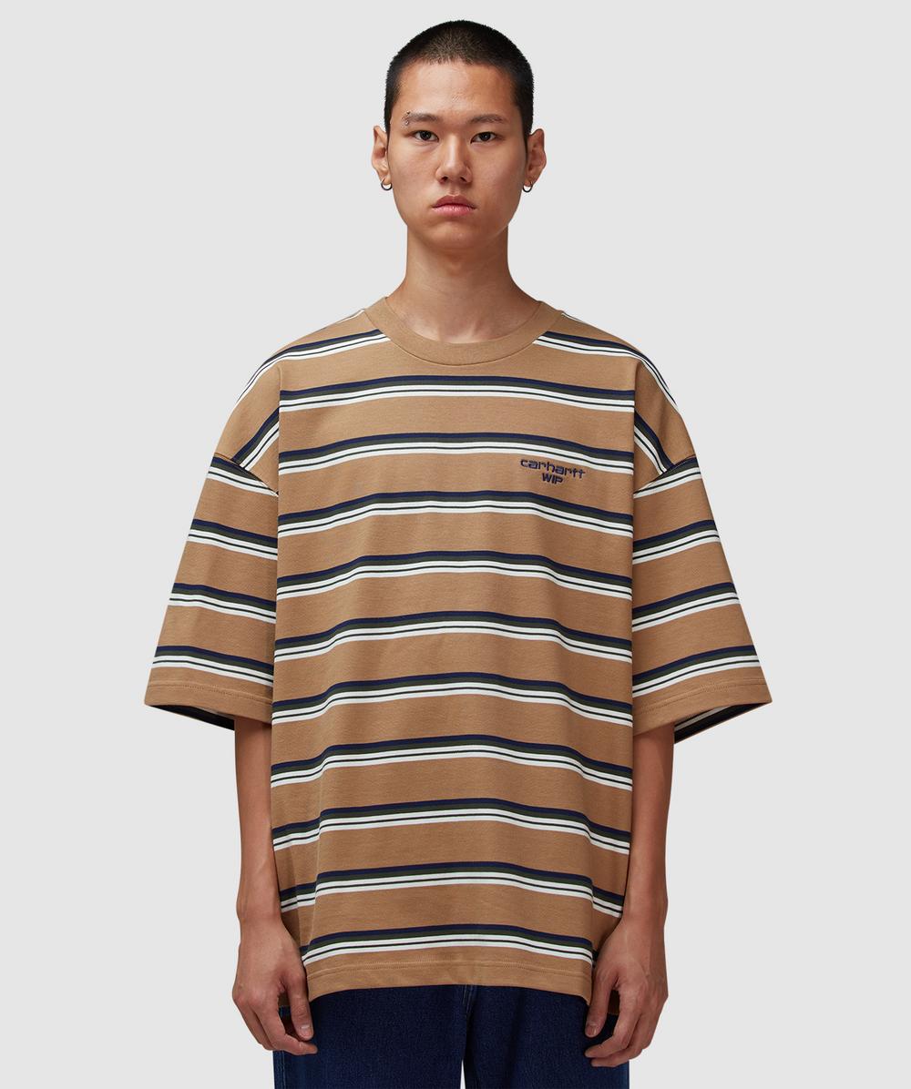 Carhartt WIP Holm T-Shirt (Holm Stripe, Peanut - Xl) - Size XL, Unisex