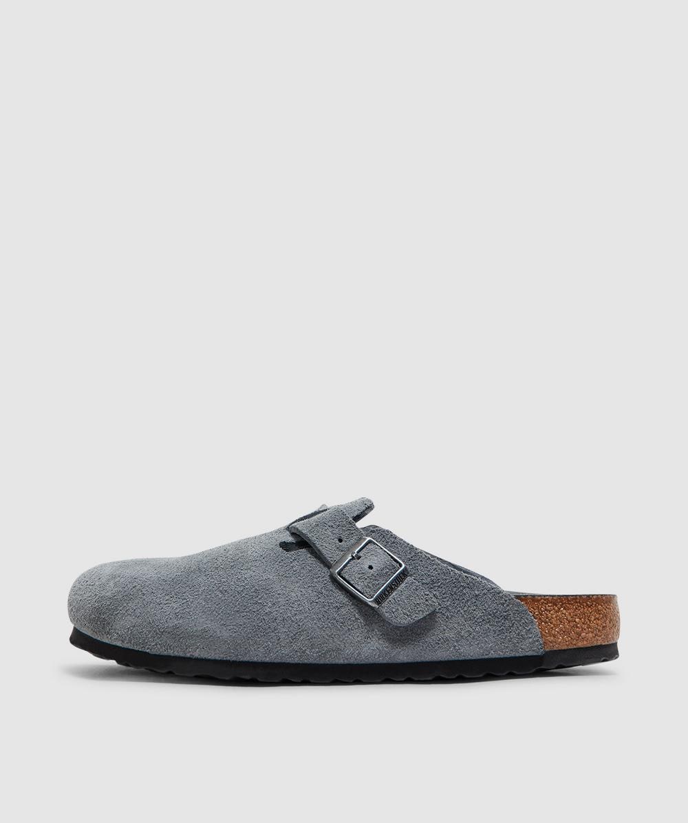 Birkenstock Boston Sfb Leather Sandal In Gray