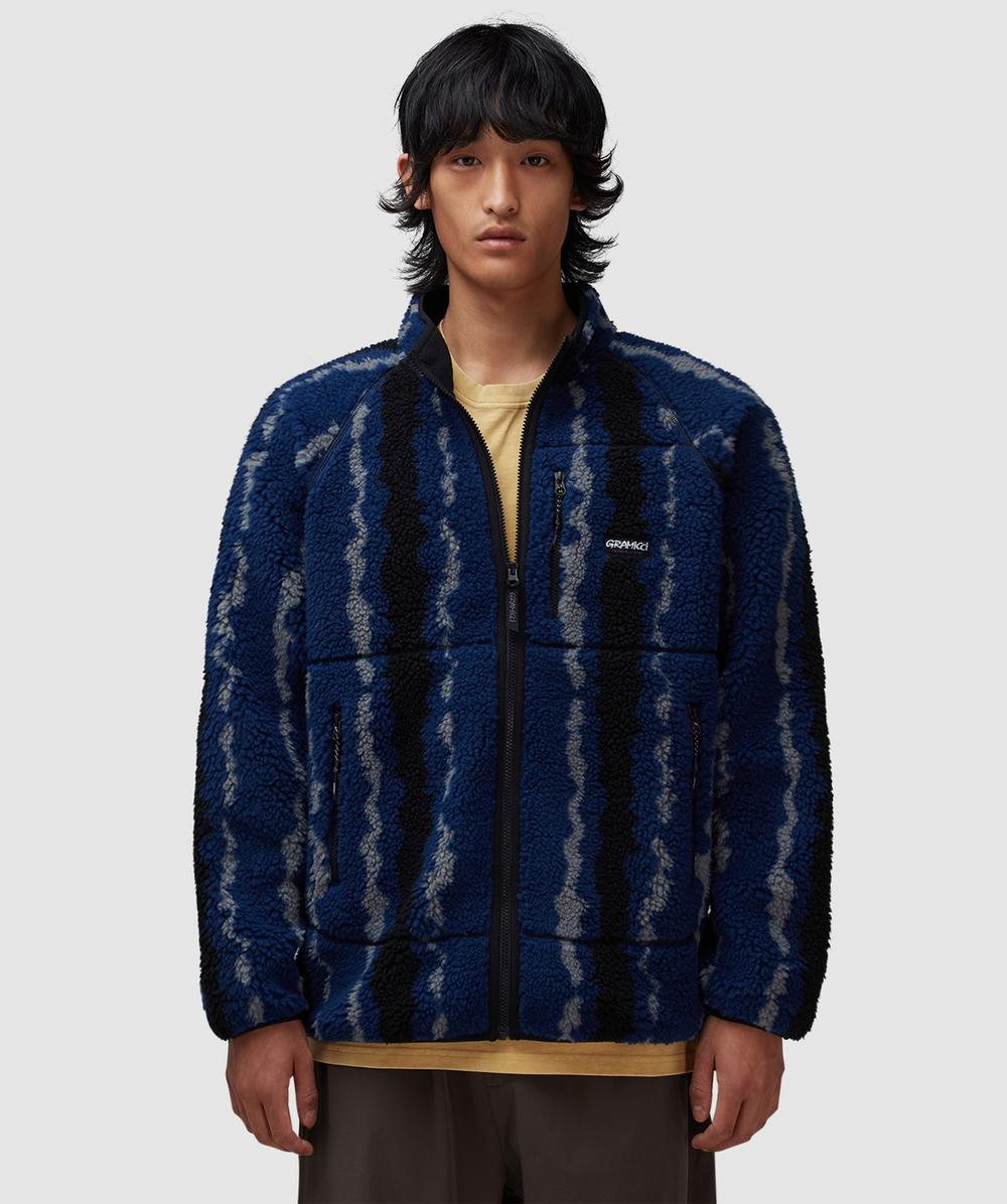 Gramicci Ripple Sherpa Jacket (Navy Ripple - S) - Size S, Male