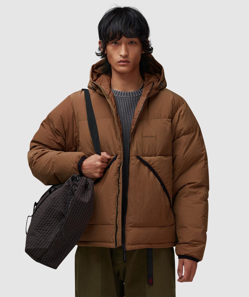 Gramicci Down Puffer Hooded Jacket (Brown - Xl) - Size XL, Male