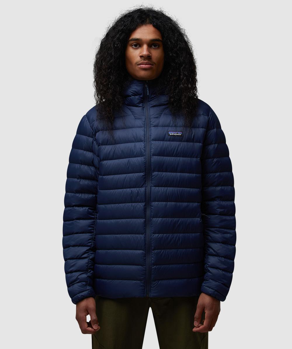 Patagonia Hooded Down Jacket (New Navy - S) - Size S, Male