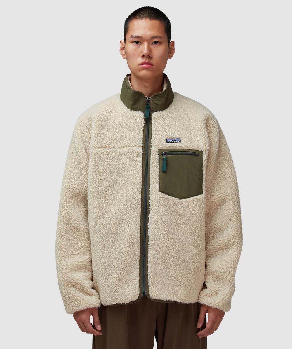 Patagonia Men's Cream Classic Retro-X Jacket (Dark Natural W/Basin Green - S) - Size S