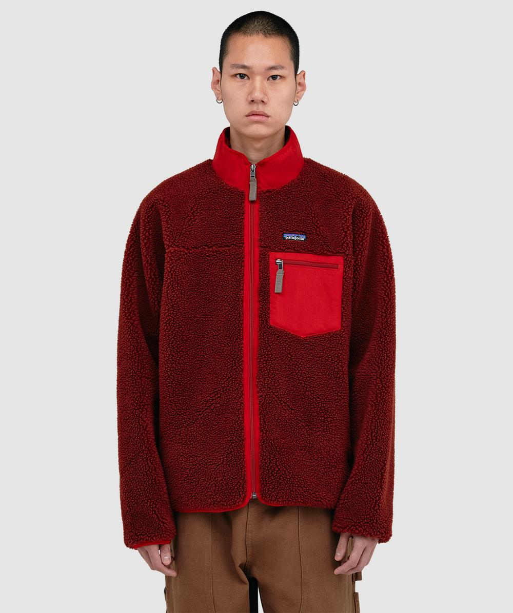 Patagonia Textured Fleece Jacket With Contrasting Accents In Red